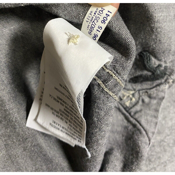 American Eagle Shirt Extra Large Gray Chambray Long Sleeve Button Up - Picture 10 of 11